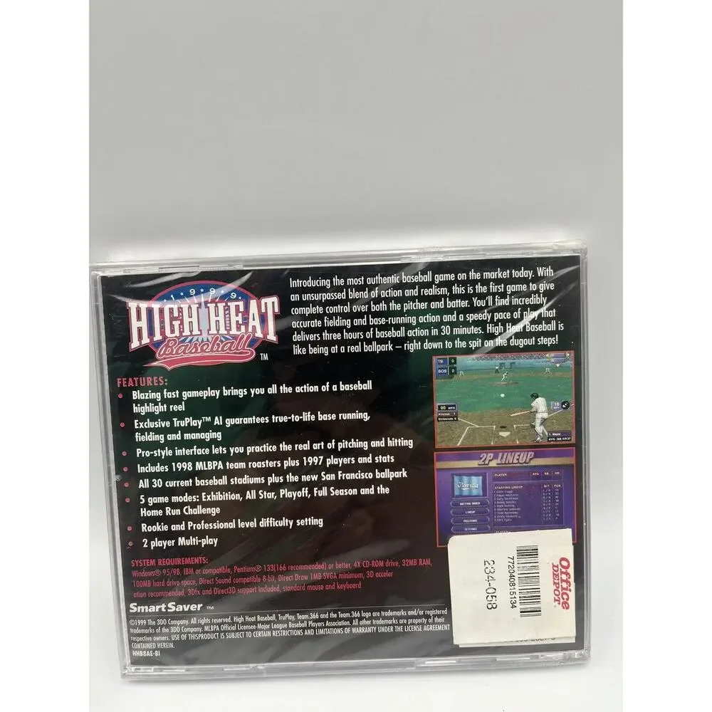 Microsoft PC Sealed Video Game 1999 High Heat Baseball Real Players NEW